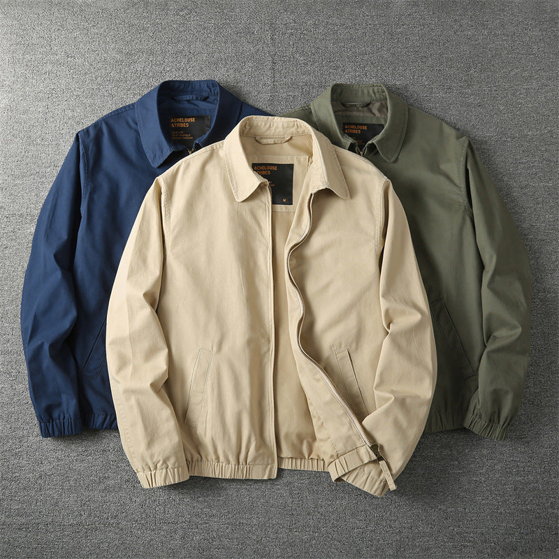 Men's minimal front zip up jacket, detail