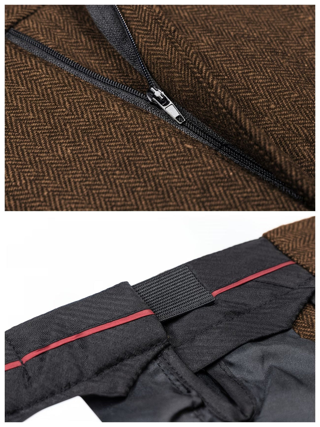 Men's herringbone pleated straight leg trousers, view 6