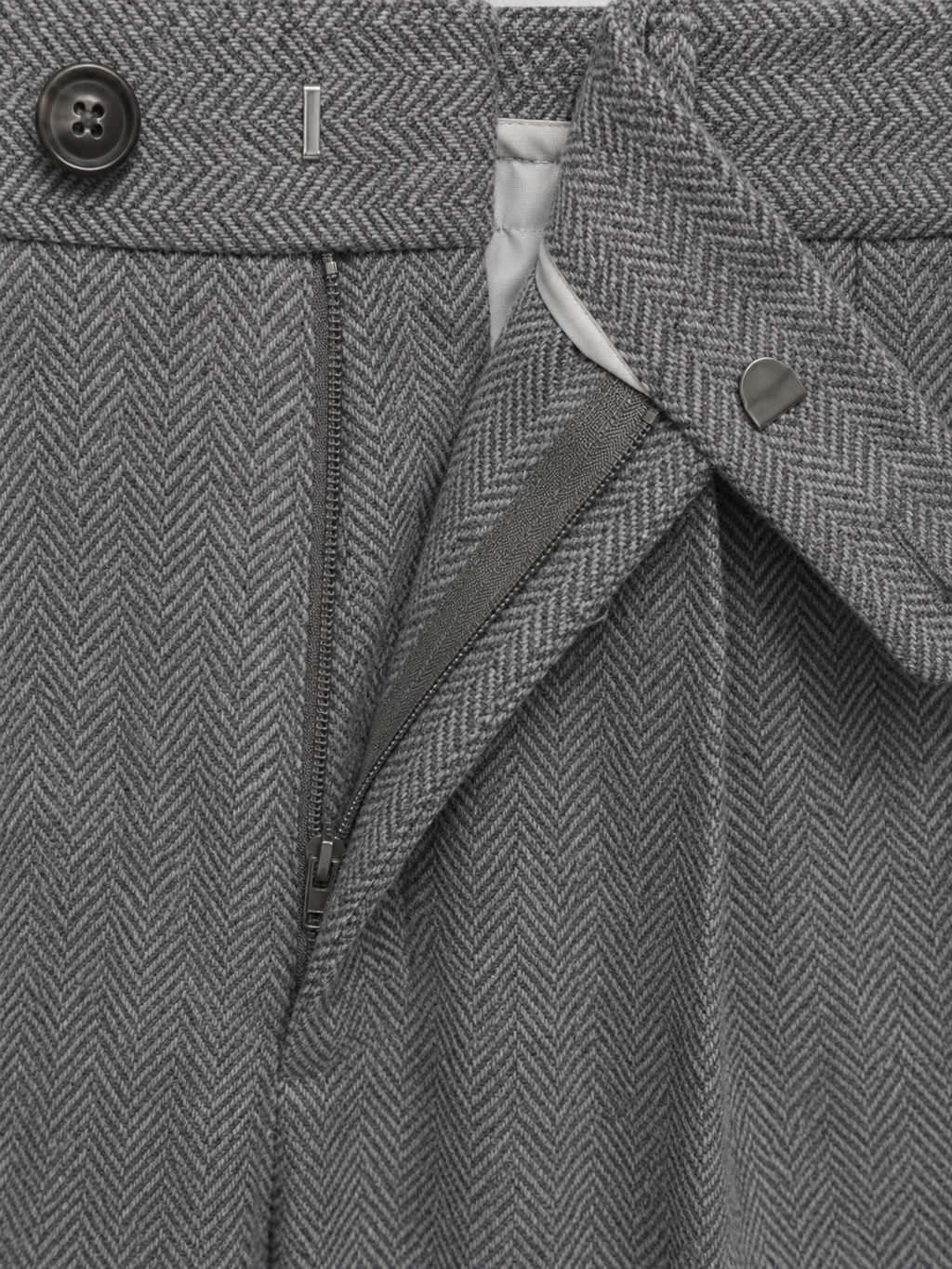 Men's herringbone high waist pleated trousers, view 5