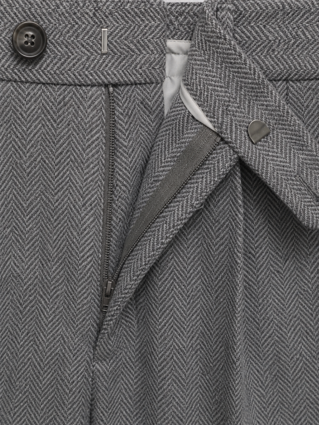 Men's herringbone high waist pleated trousers, view 5