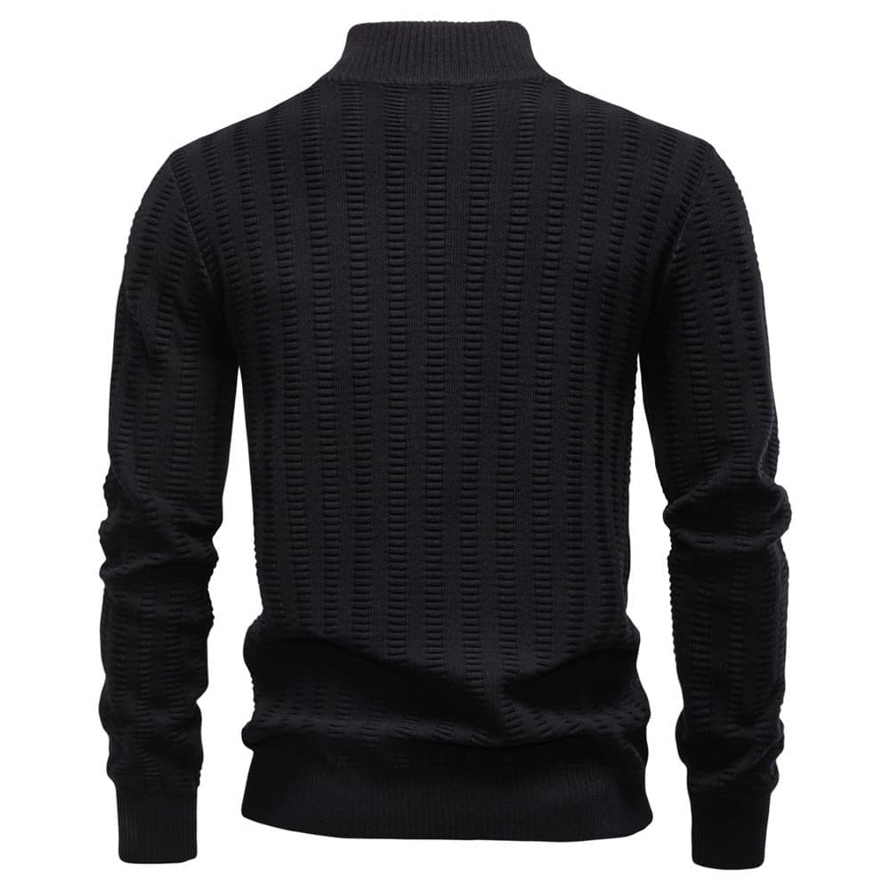 Men's vertical rib cotton half zip jumper, view 10