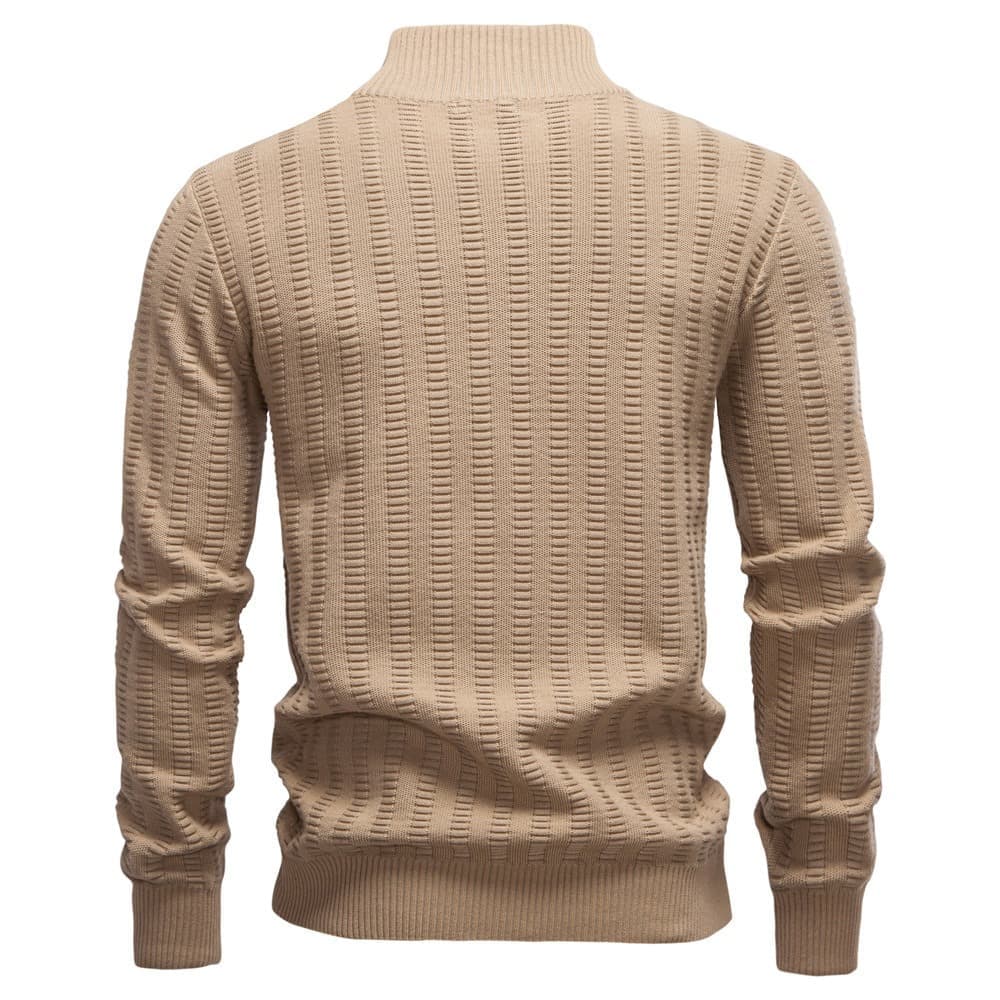 Men's vertical rib cotton half zip jumper, view 12