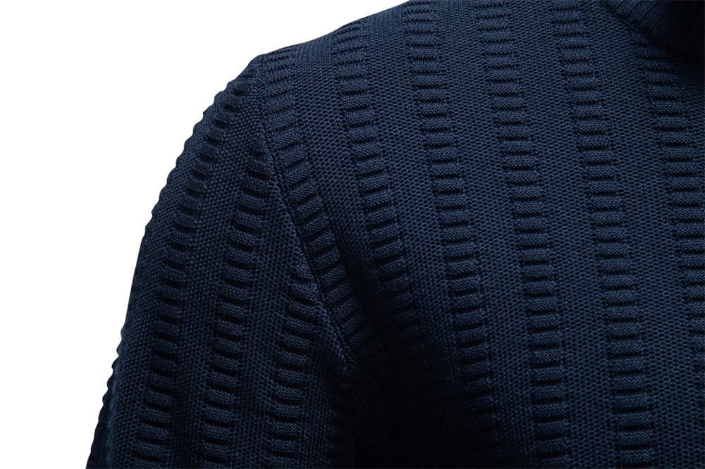 Men's vertical rib cotton half zip jumper, detail