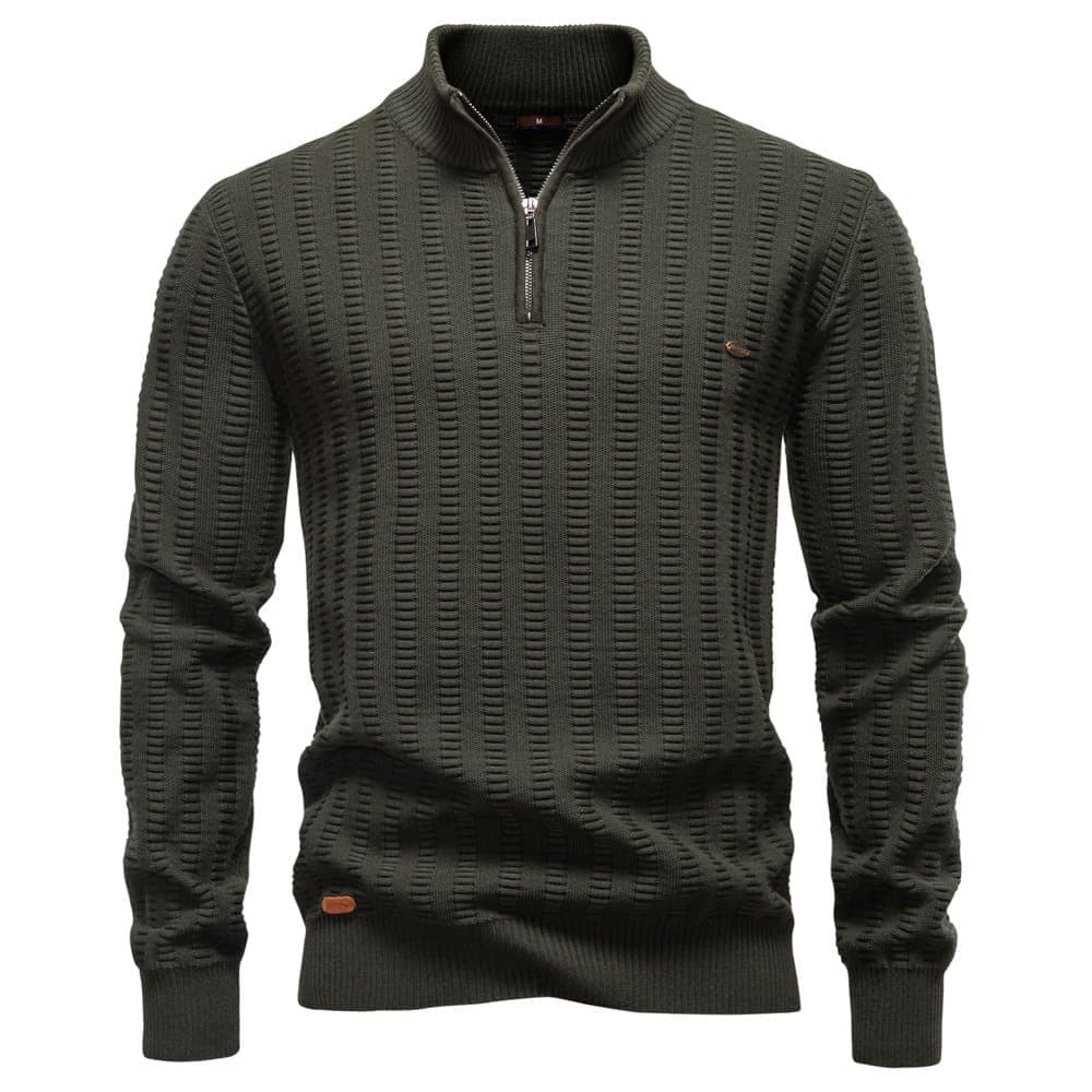 Men's vertical rib cotton half zip jumper, view 7