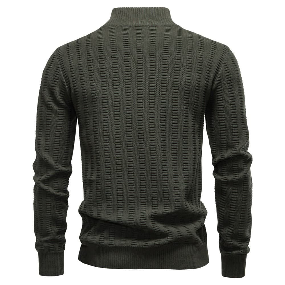 Men's vertical rib cotton half zip jumper, view 8