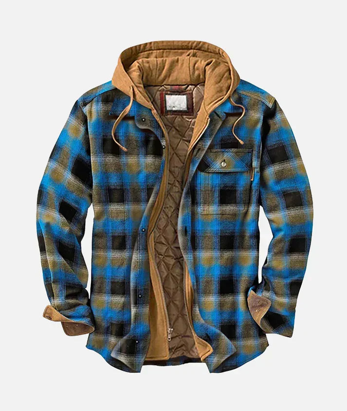 Men's patchwork check knit cardigan, view 6