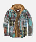 Men's patchwork check knit cardigan