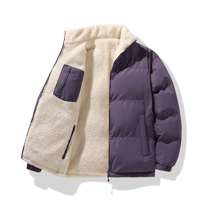 Men's reversible stand collar puffer jacket, view 6