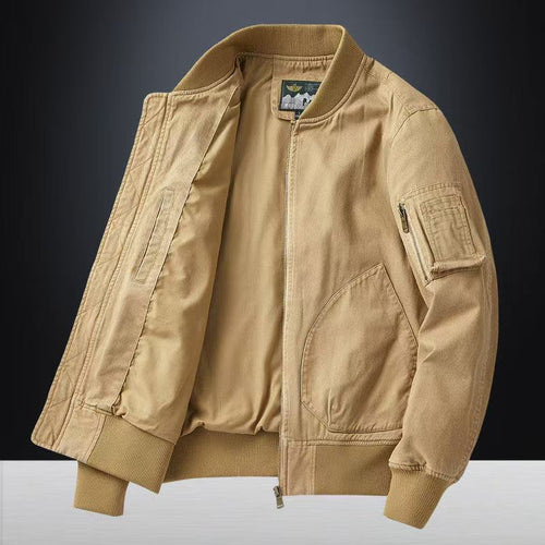 Men's loose fit baseball collar bomber jacket