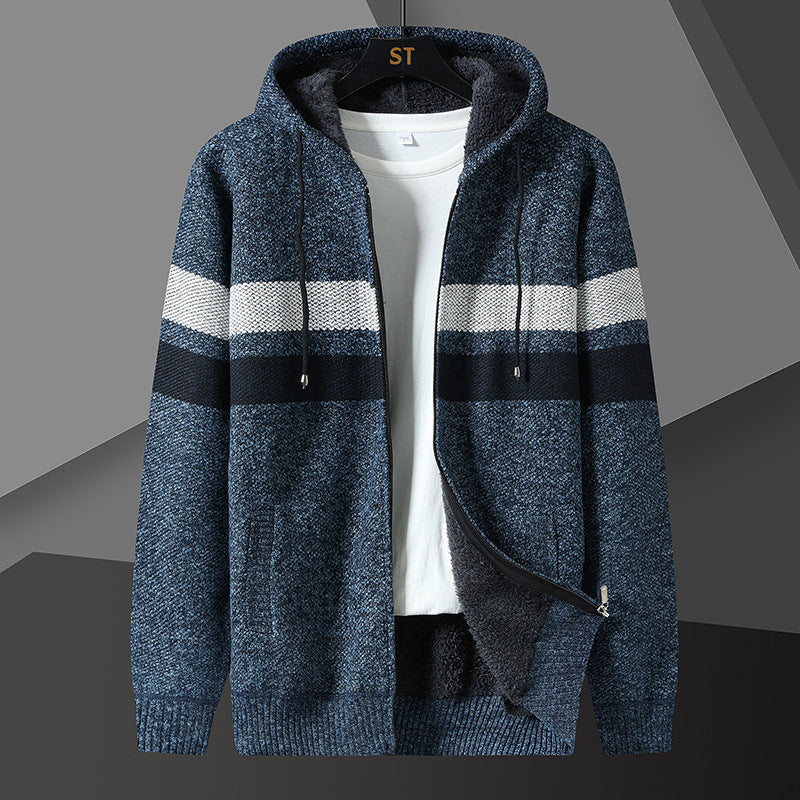 Men's teddy lined hooded zip cardigan, view 10