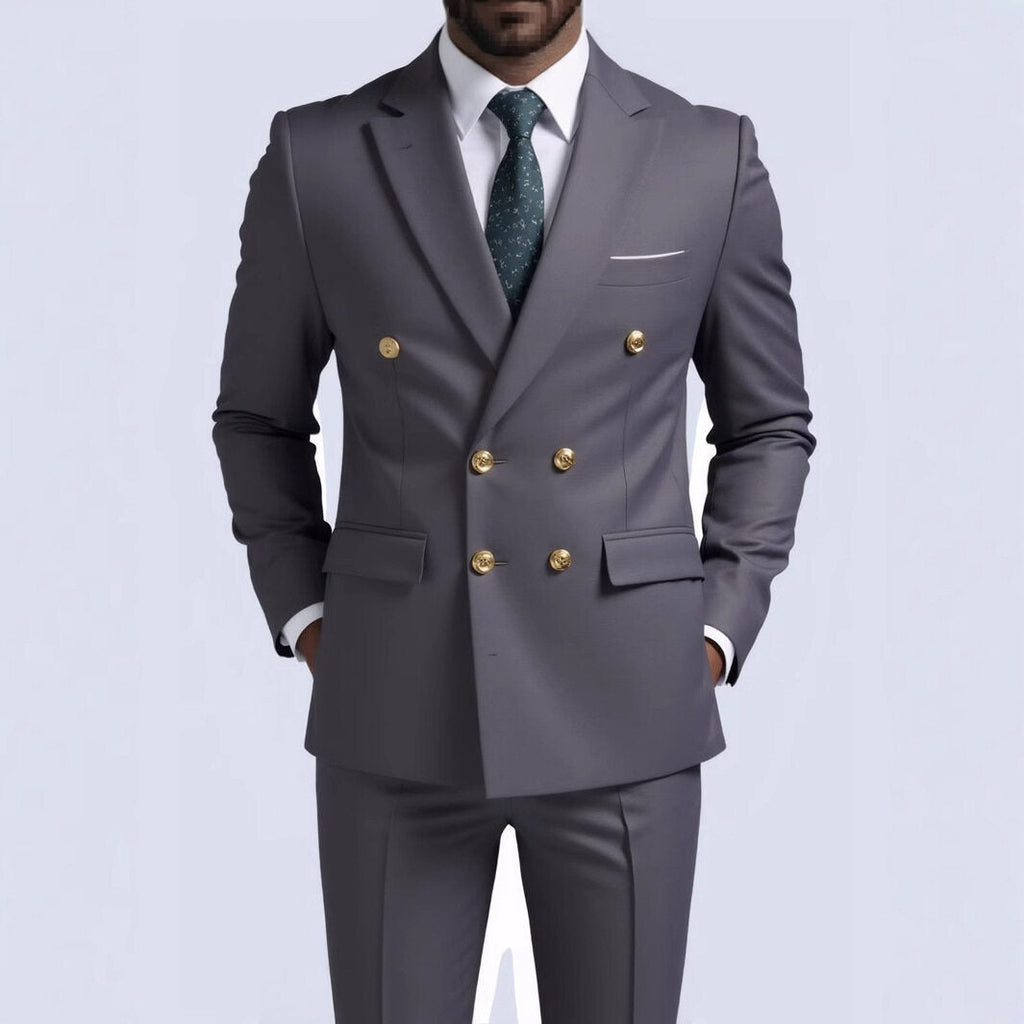 Men's peak lapel double breasted blazer, detail