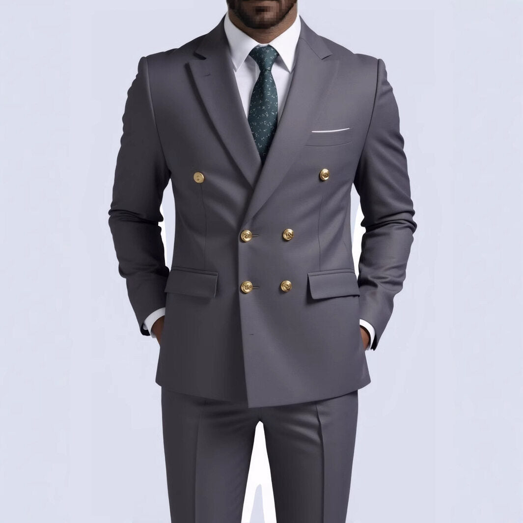 Men's peak lapel double breasted blazer, detail