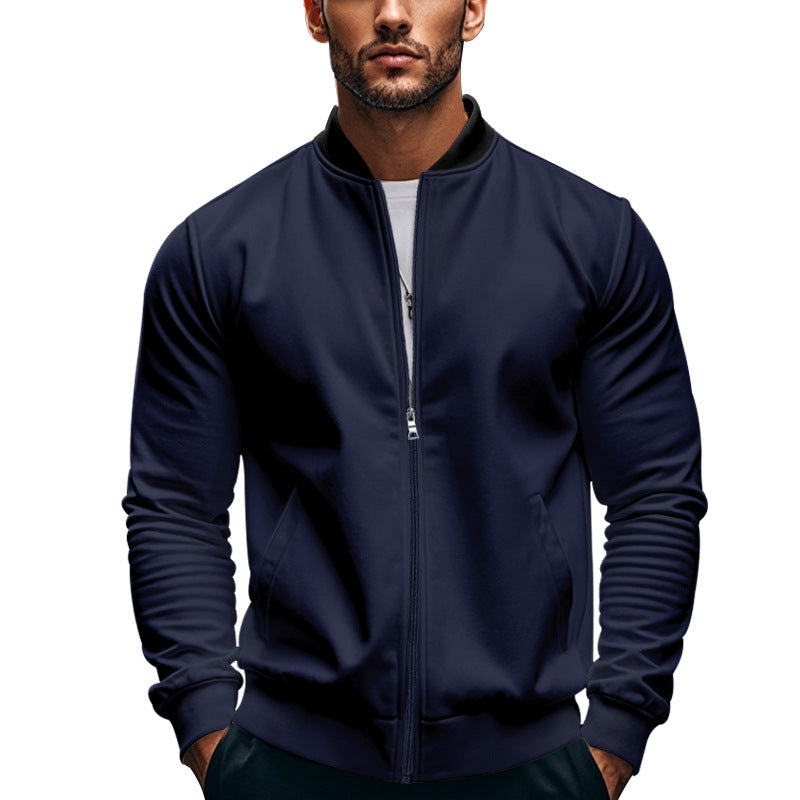 Men's slim fit stand collar bomber jacket, view 13