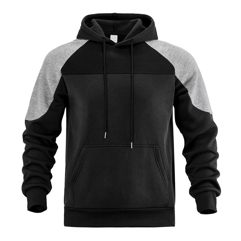 Men's textured panel raglan hoodie, side view