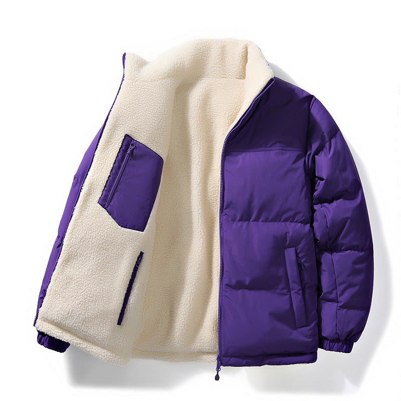 Men's reversible stand collar puffer jacket, view 5