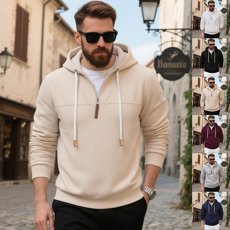 Men's soft fleece half zip hoodie