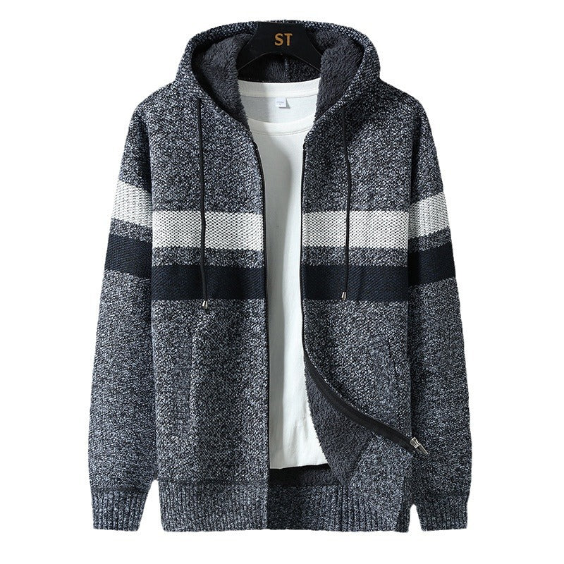 Men's teddy lined hooded zip cardigan, view 5