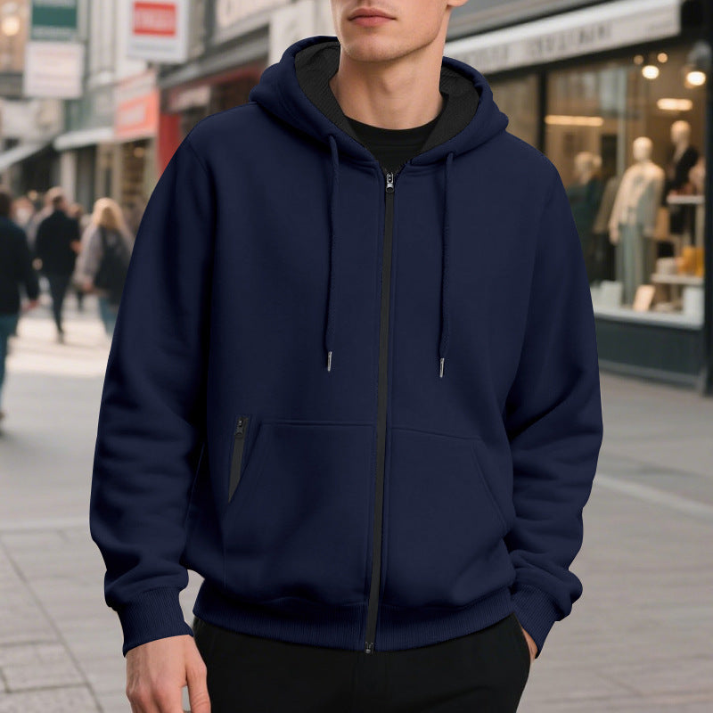 Men's oversized full zip hoodie, side view