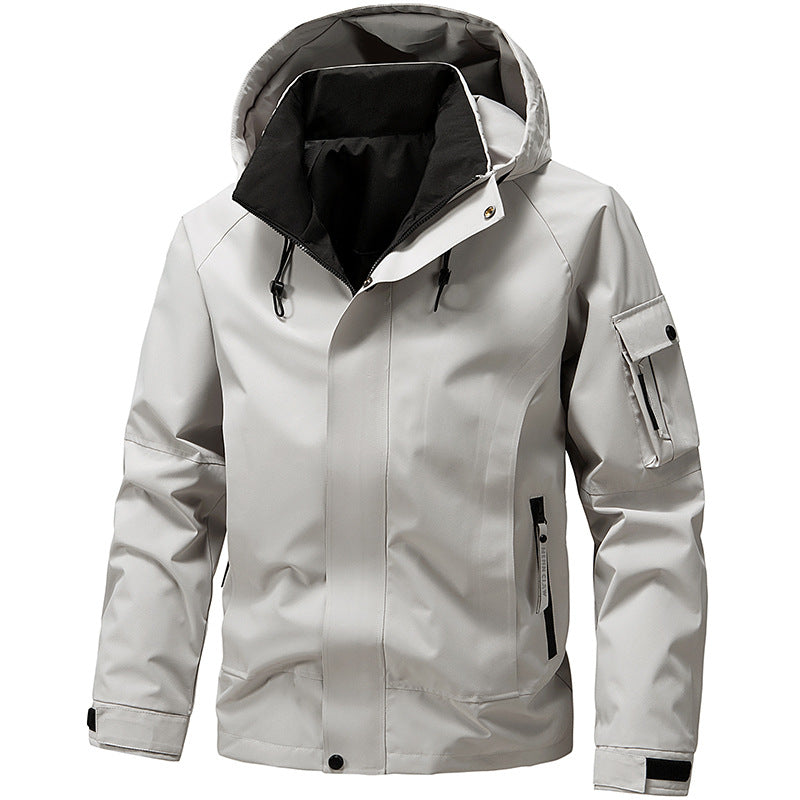 Men's adjustable hood waterproof zip jacket