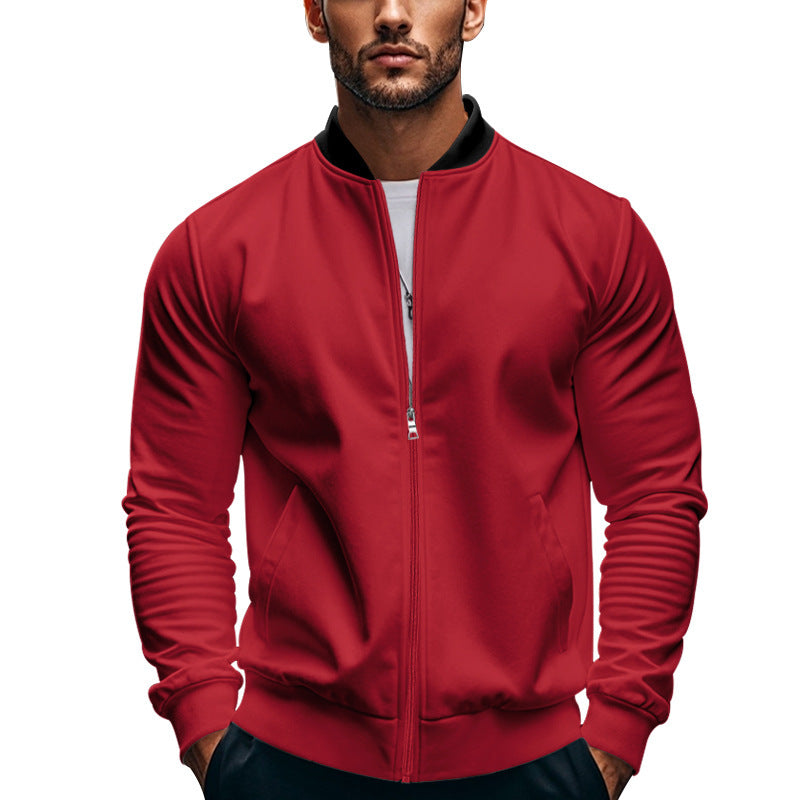 Men's slim fit stand collar bomber jacket, view 16