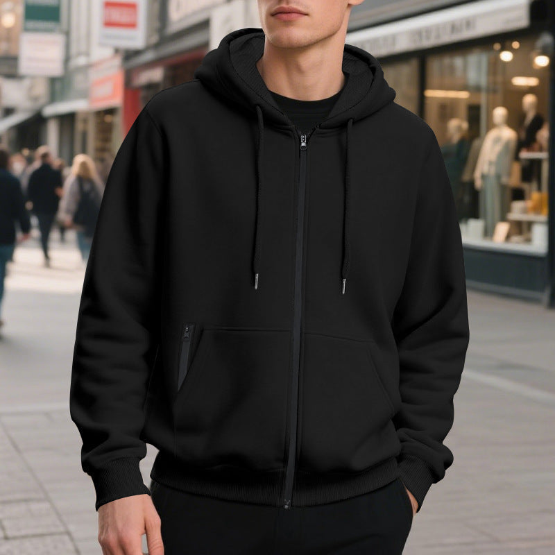 Men's oversized full zip hoodie, back view