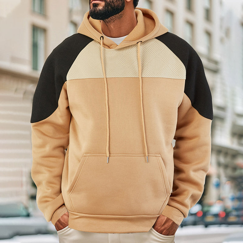 Men's textured panel raglan hoodie