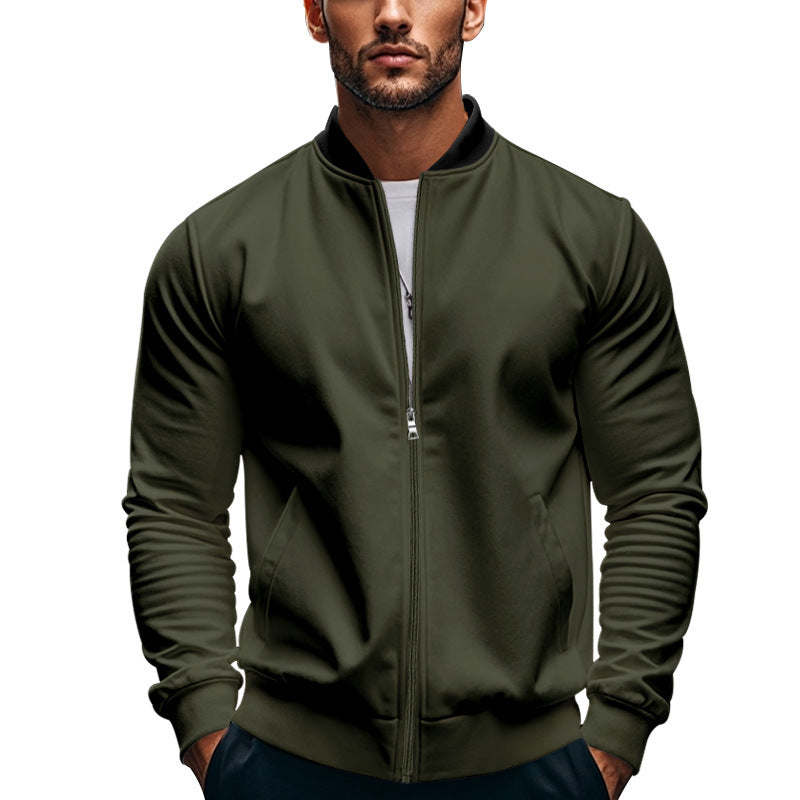 Men's slim fit stand collar bomber jacket, view 10