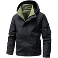 Men's adjustable hood waterproof zip jacket, detail