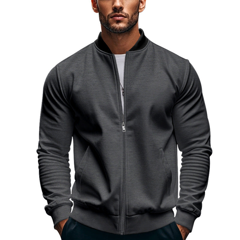 Men's slim fit stand collar bomber jacket, view 7