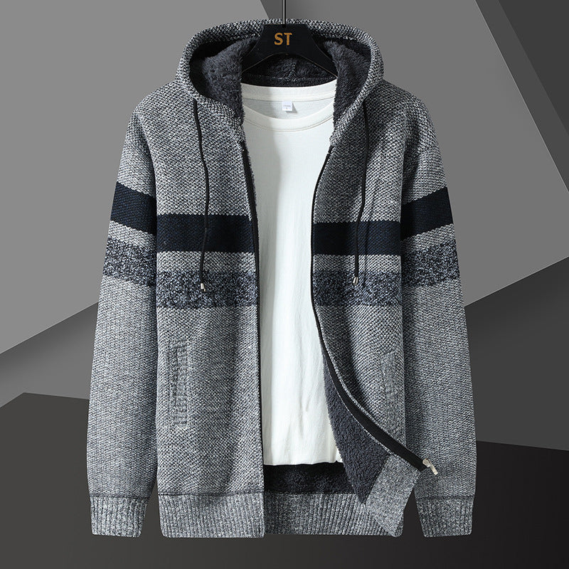 Men's teddy lined hooded zip cardigan, view 7