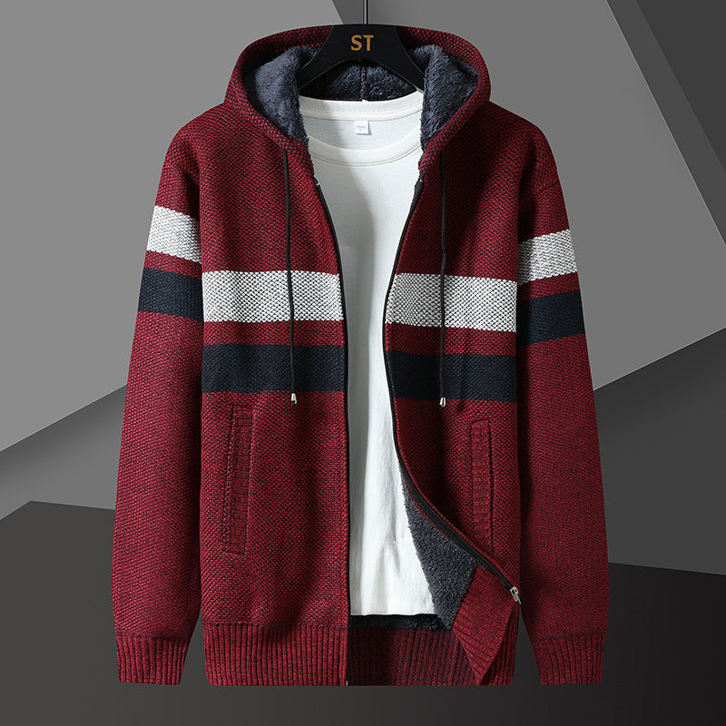 Men's teddy lined hooded zip cardigan