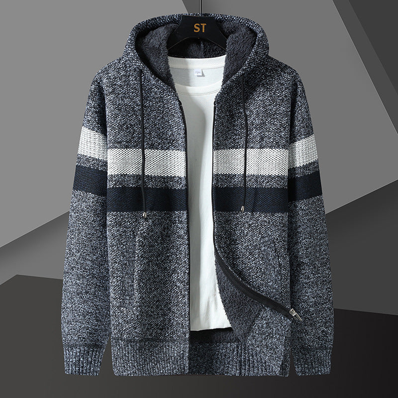 Men's teddy lined hooded zip cardigan, view 8