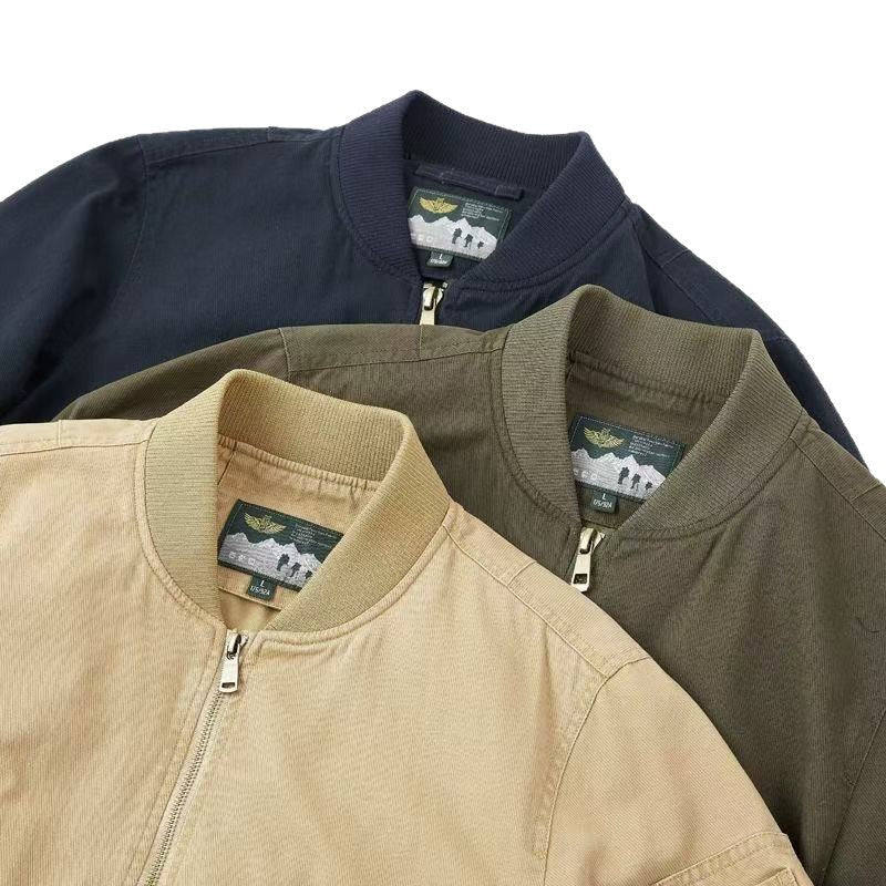 Men's loose fit baseball collar bomber jacket, view 7