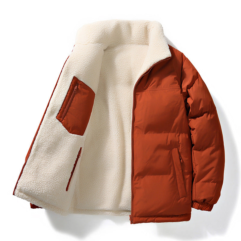 Men's reversible stand collar puffer jacket, detail