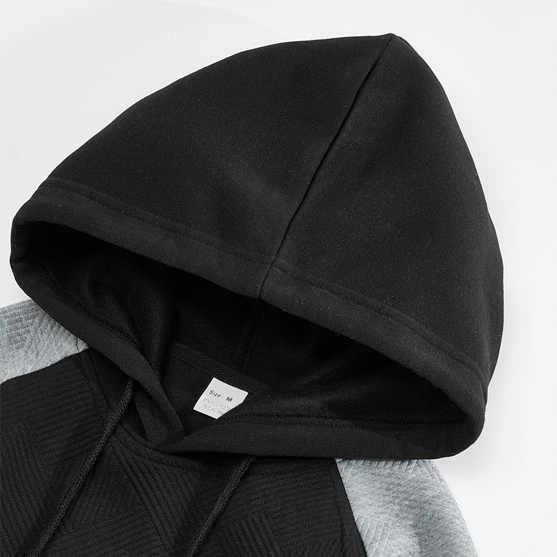 Men's textured panel raglan hoodie, detail