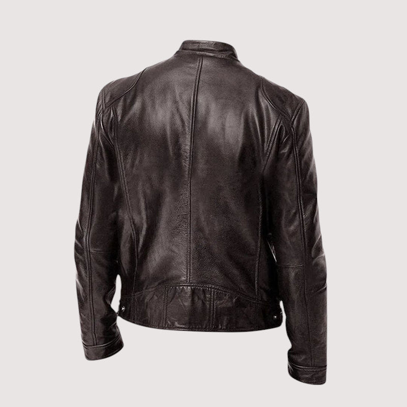 Men's classic leather zip jacket, view 10