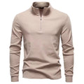 Men's brushed funnel collar quarter zip jumper, side view