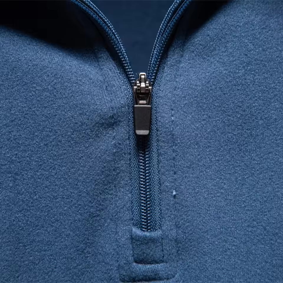 Men's brushed funnel collar quarter zip jumper, detail