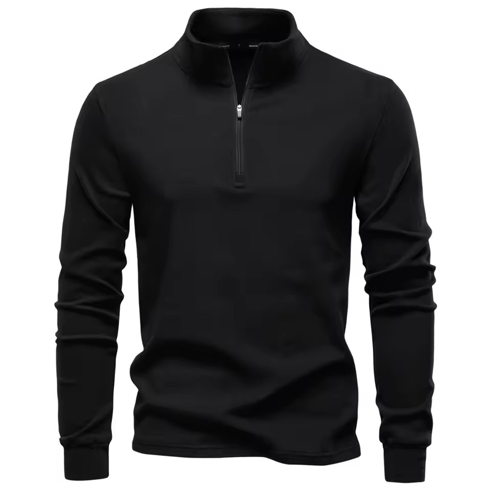 Men's brushed funnel collar quarter zip jumper, view 7