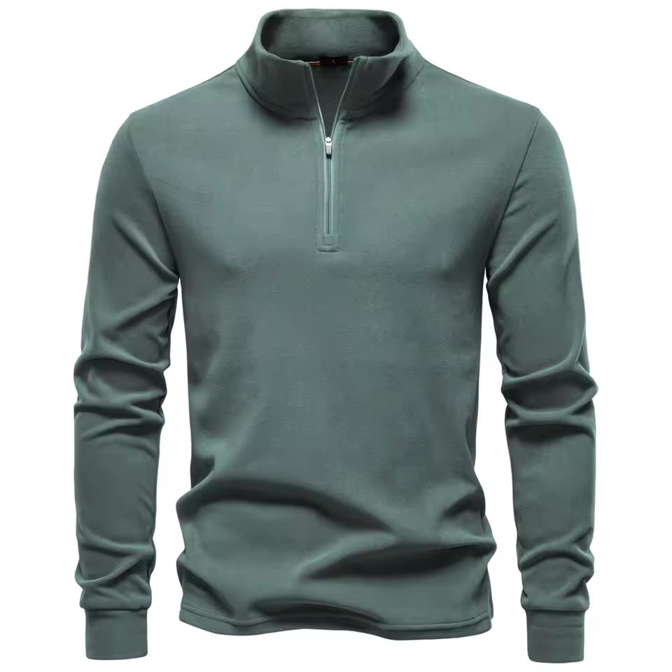 Men's brushed funnel collar quarter zip jumper, view 8