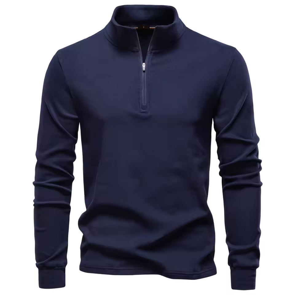 Men's brushed funnel collar quarter zip jumper, view 9