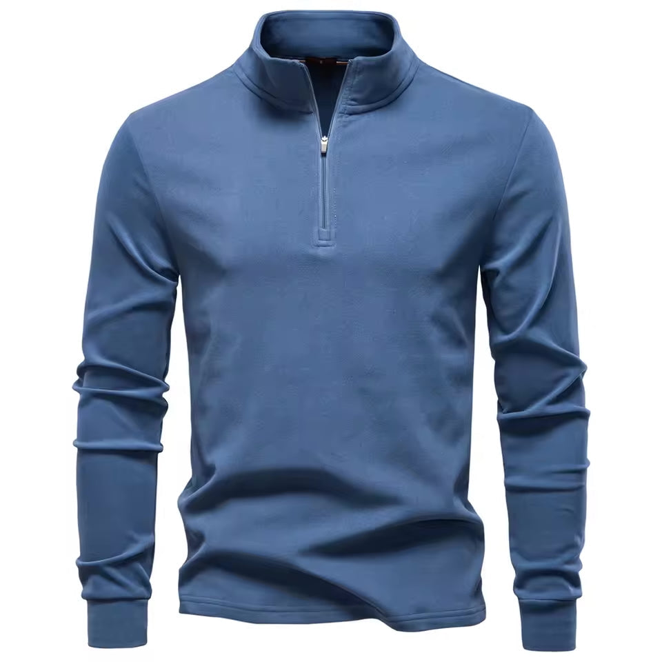Men's brushed funnel collar quarter zip jumper