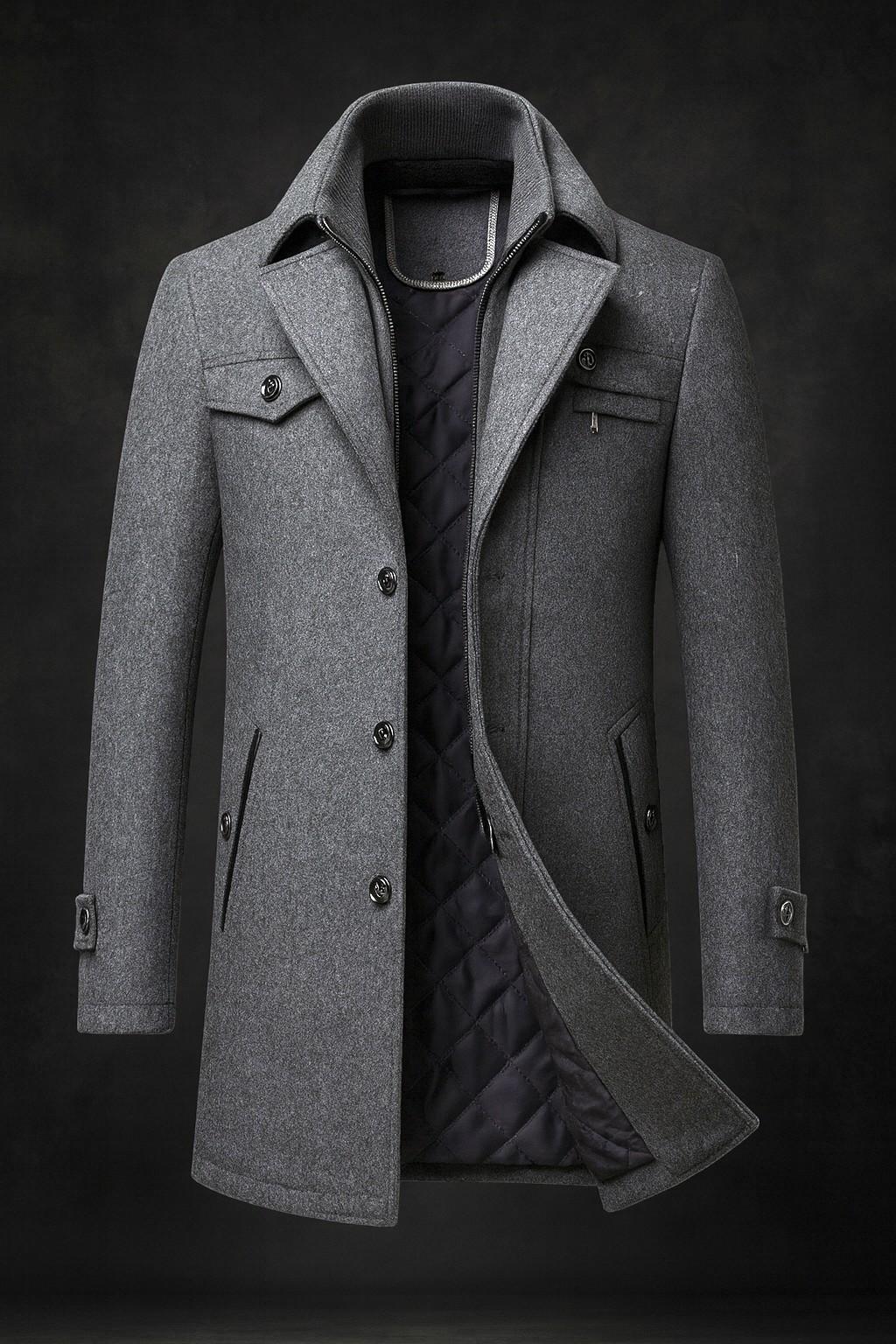 Dunstan | Textured Collar Lined Winter Coat
