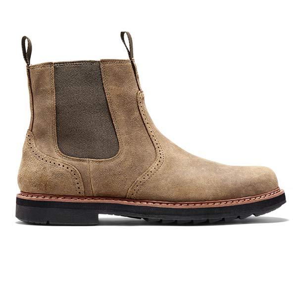 Men's brogue lug sole side zip chelsea boots, side view