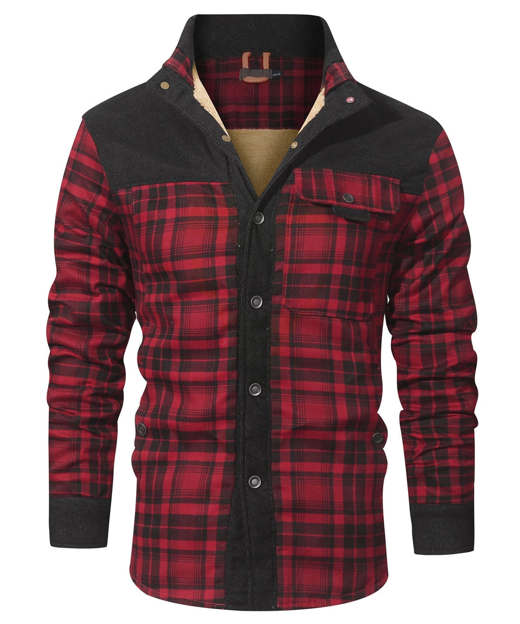Men's faux fur lined check flannel jacket, view 9