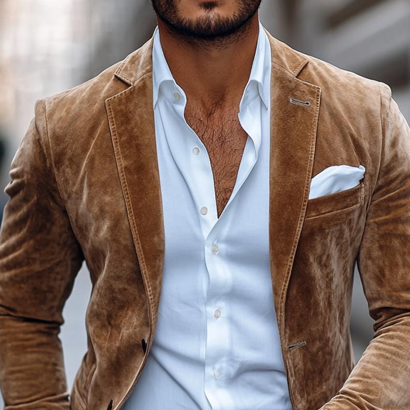 Men's modern structured day blazer, back view