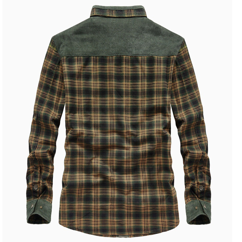 Men's sherpa lined check overshirt, side view