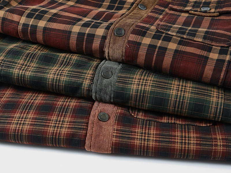 Men's sherpa lined check overshirt, detail