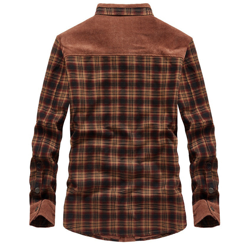 Men's sherpa lined check overshirt, view 6
