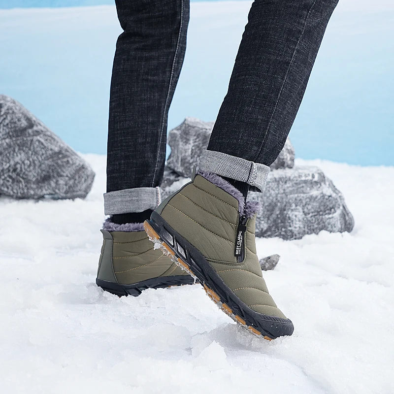 Men's waterproof insulated snow boots, back view